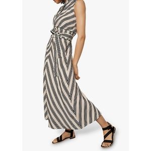 $350.00 NWT Karen Millen Striped Midi Dress Belt Multi Color